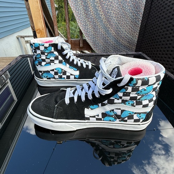 Vans Butterfly Checkerboard Sk8-Hi Shoe Womens Sz 8 Off The Wall Sneakers EUC - Picture 9 of 10